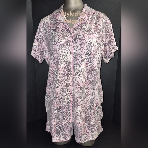 ❤NWT SKIMS Sleep Soft Pajama Lounge Short Sleeve Shirt & Shorts Set Pink Multi S